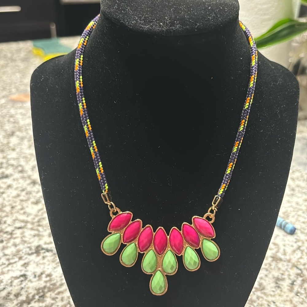 Pink and Green Gem Necklace